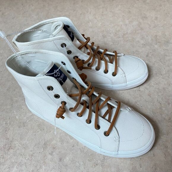 NWOT‎ Sperry Womens Sneaker CREST HIGH TOP Size 7.5 White Fabric - Picture 4 of 7